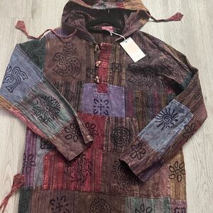 NWT Multicolor Patchwork Hoodie shirt